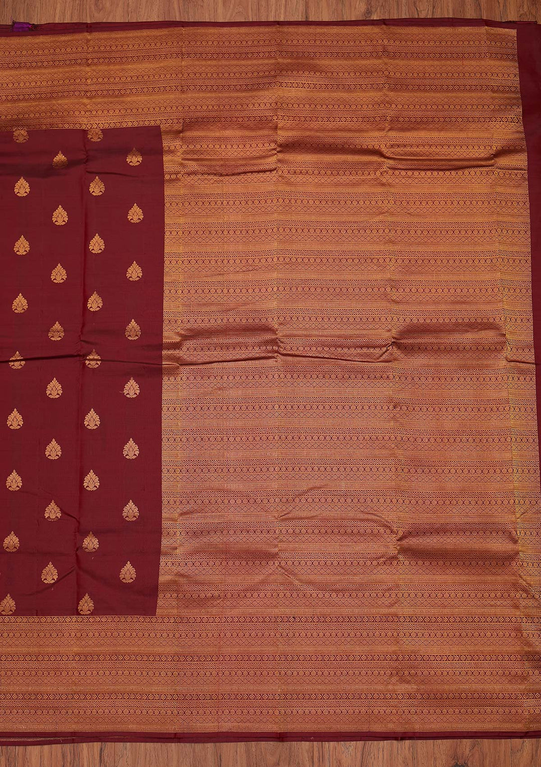 Maroon Zariwork Pure Silk Designer Unstitched Saree - Koskii