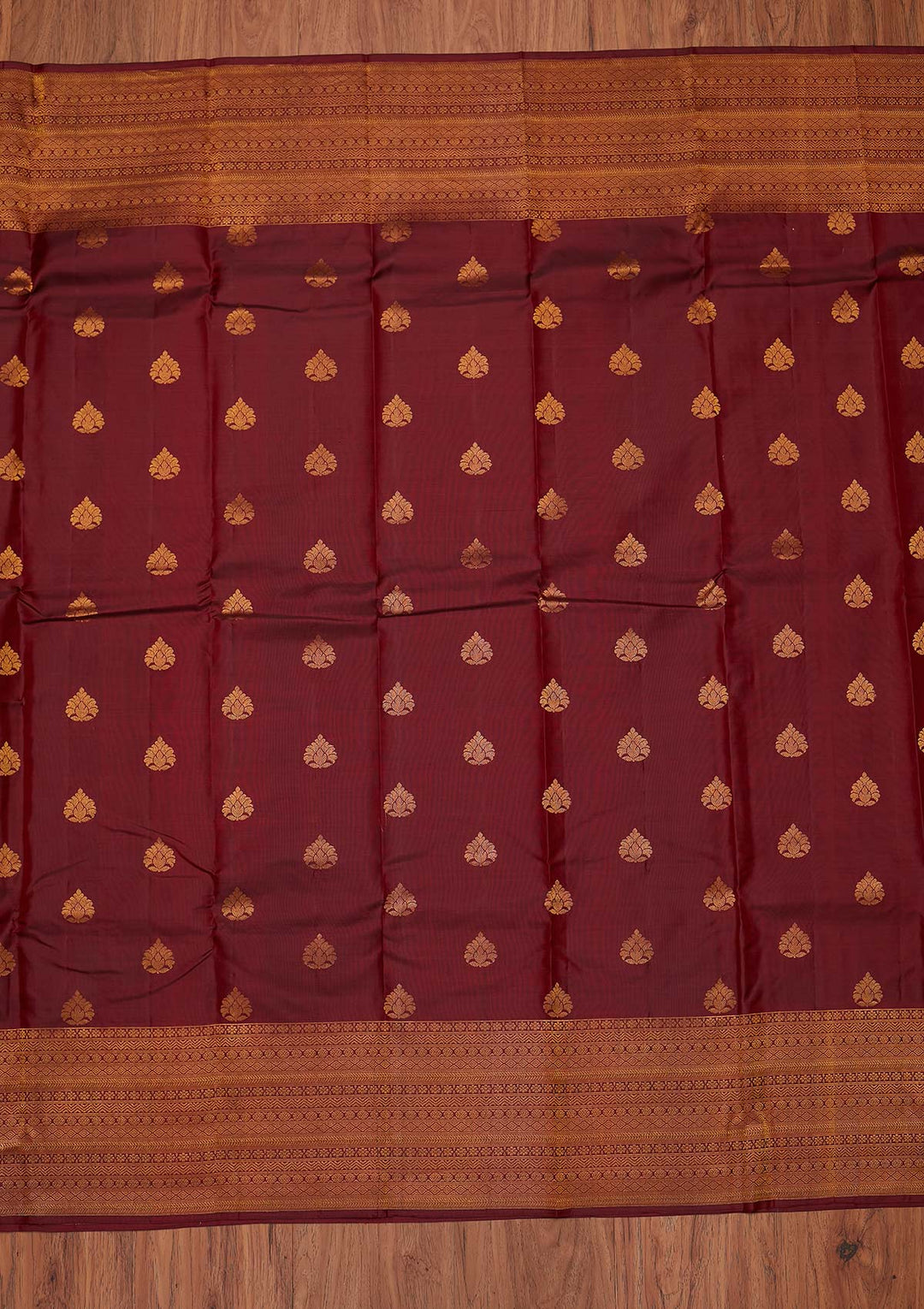 Maroon Zariwork Pure Silk Designer Unstitched Saree - Koskii