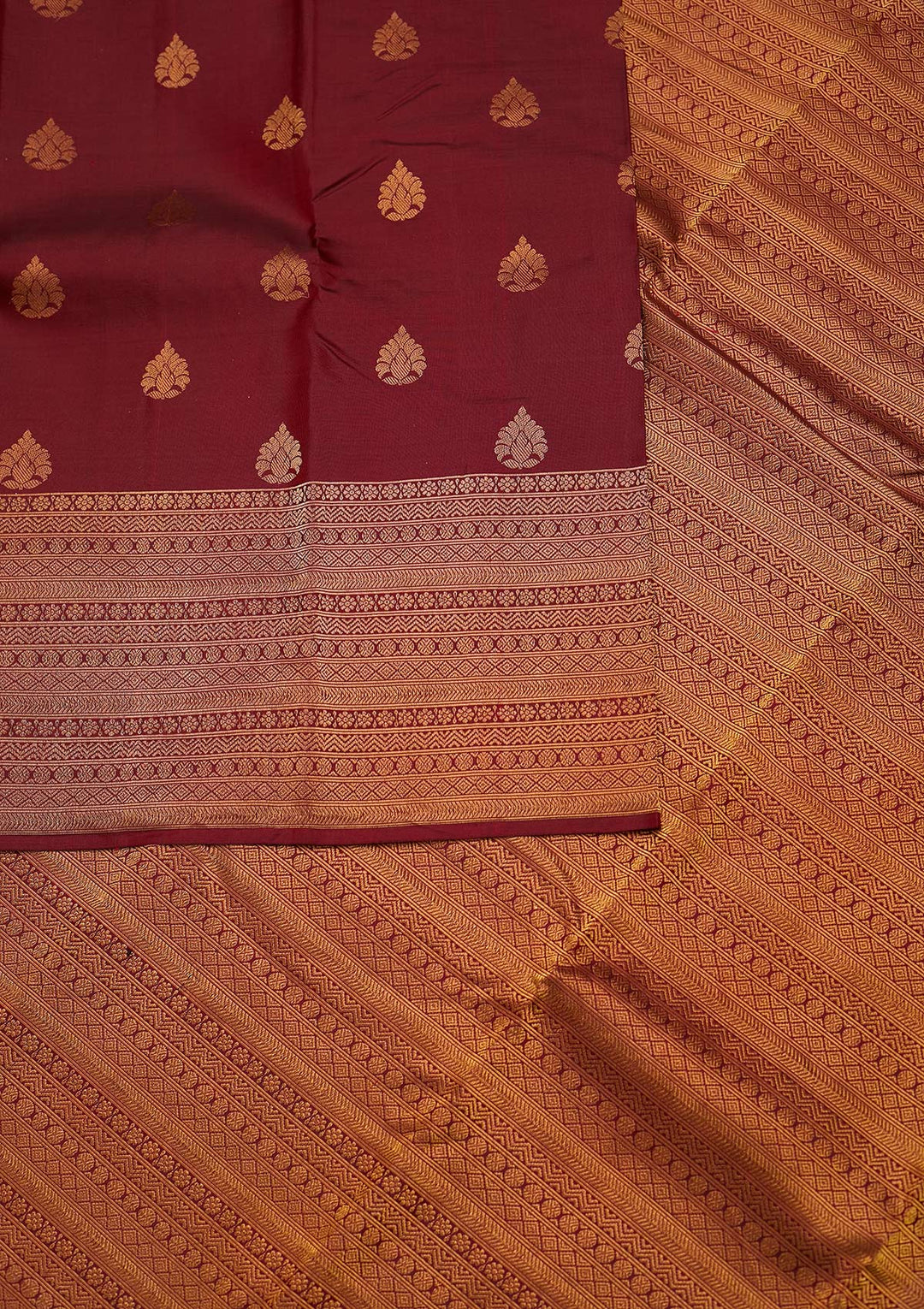 Maroon Zariwork Pure Silk Designer Unstitched Saree - Koskii