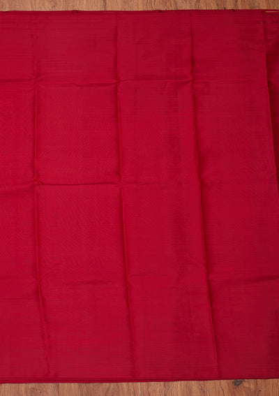 Maroon Zariwork Pure Silk Designer Unstitched Saree - Koskii