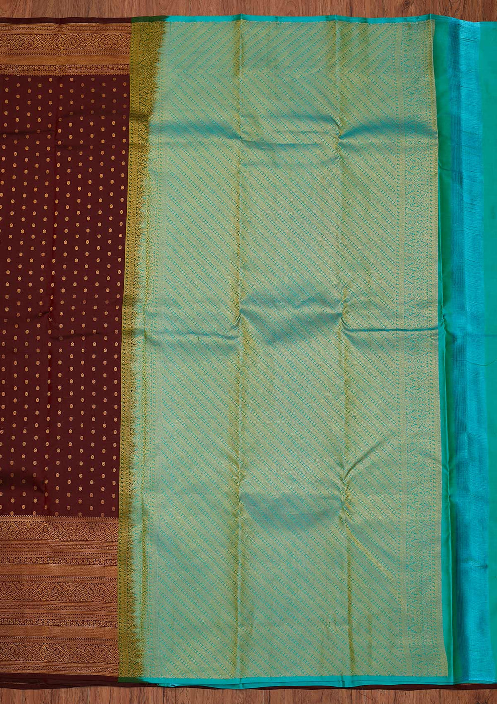Maroon Zariwork Pure Silk Designer Unstitched Saree - Koskii