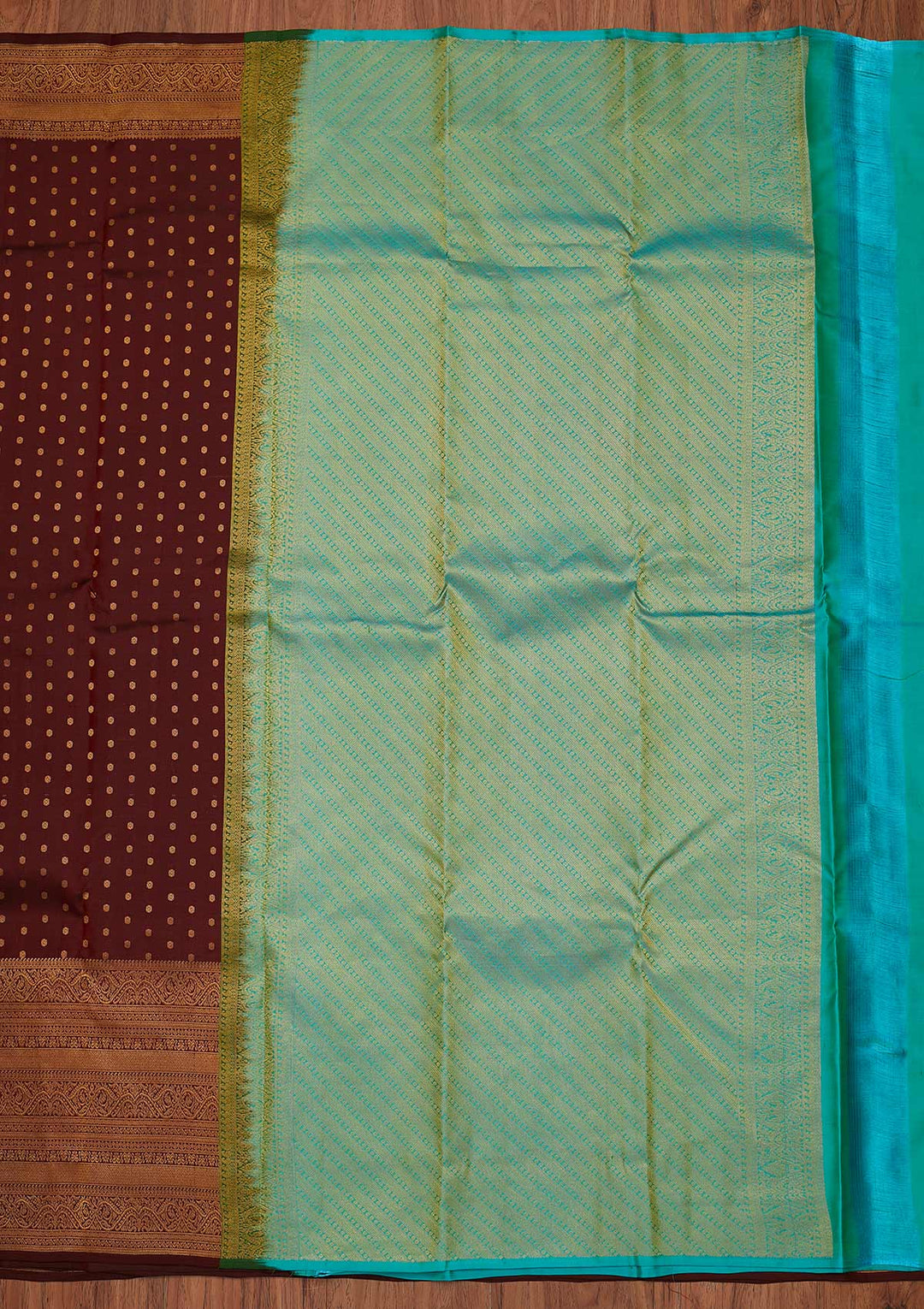 Maroon Zariwork Pure Silk Designer Unstitched Saree - Koskii