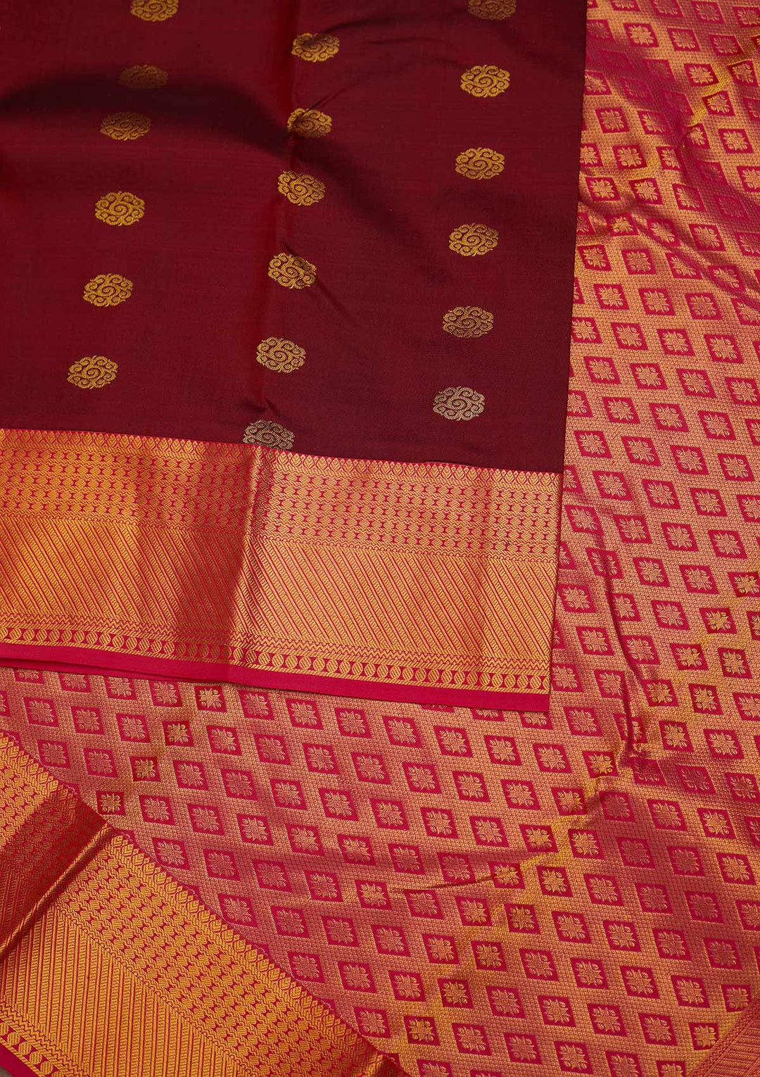 Maroon Zariwork Pure Silk Designer Saree - Koskii