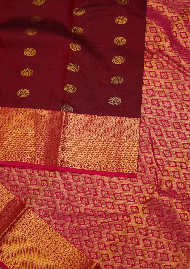 Maroon Zariwork Pure Silk Designer Saree - Koskii