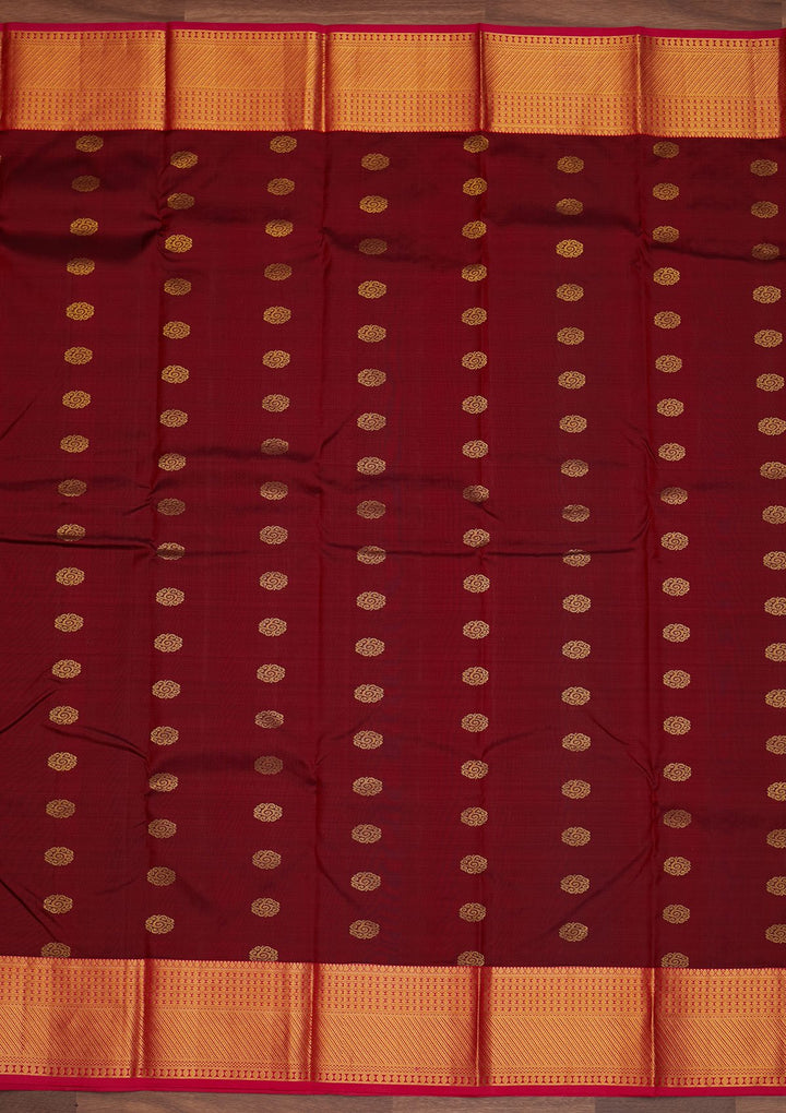 Maroon Zariwork Pure Silk Designer Saree - Koskii