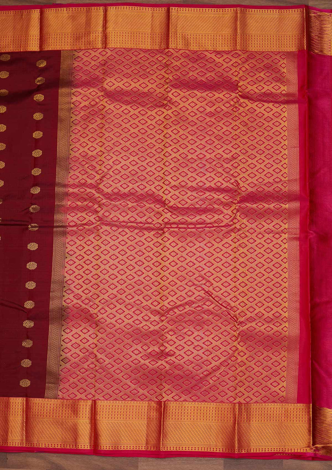Maroon Zariwork Pure Silk Designer Saree - Koskii