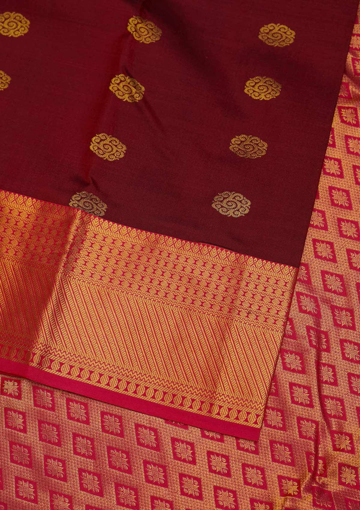 Maroon Zariwork Pure Silk Designer Saree - Koskii