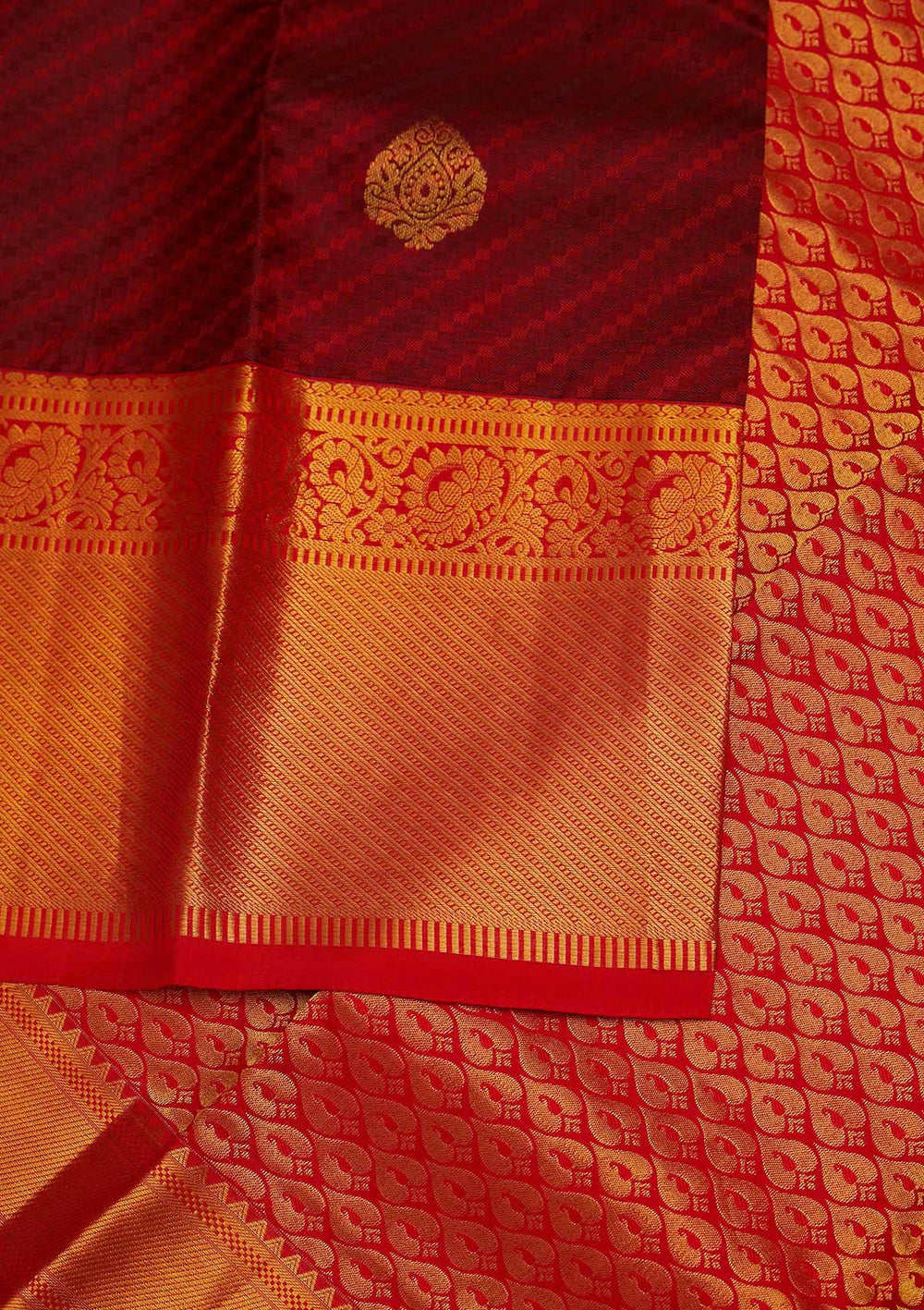 Maroon Zariwork Pure Silk Designer Saree - Koskii