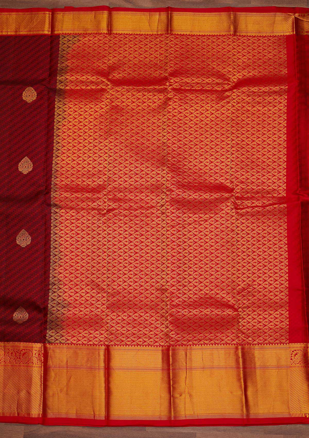 Maroon Zariwork Pure Silk Designer Saree - Koskii