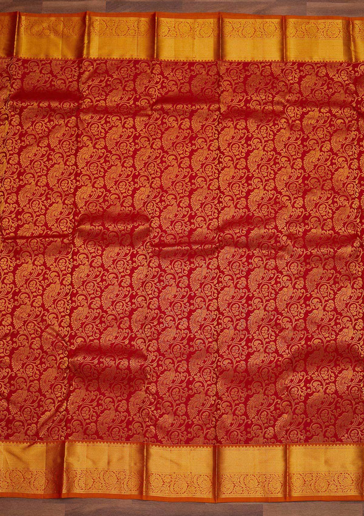Maroon Zariwork Pure Silk Designer Saree - Koskii