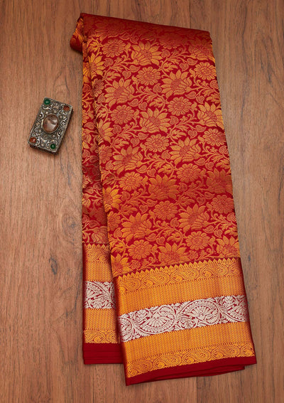 Maroon Zariwork Pure Silk Saree- Koskii