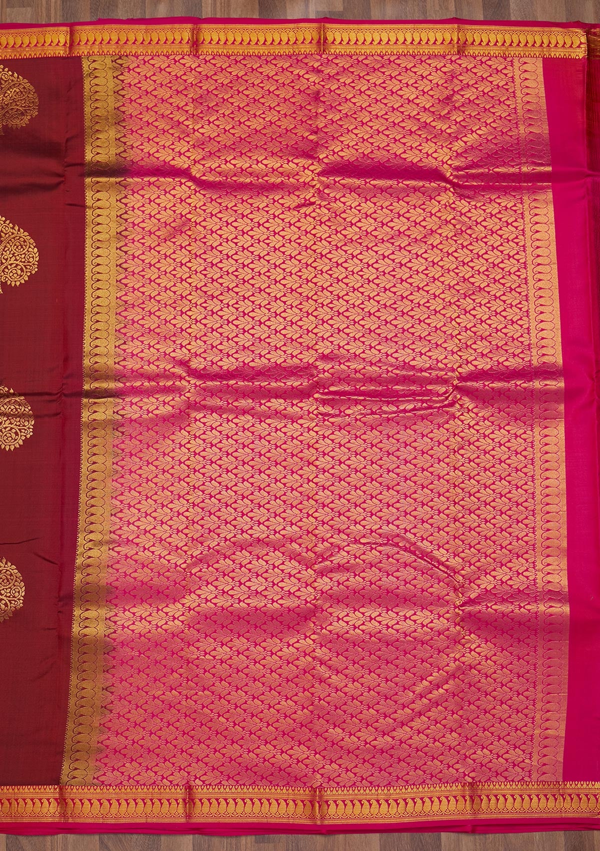 Maroon Zariwork Pure Silk Saree-Koskii