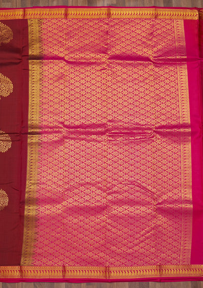 Maroon Zariwork Pure Silk Saree-Koskii