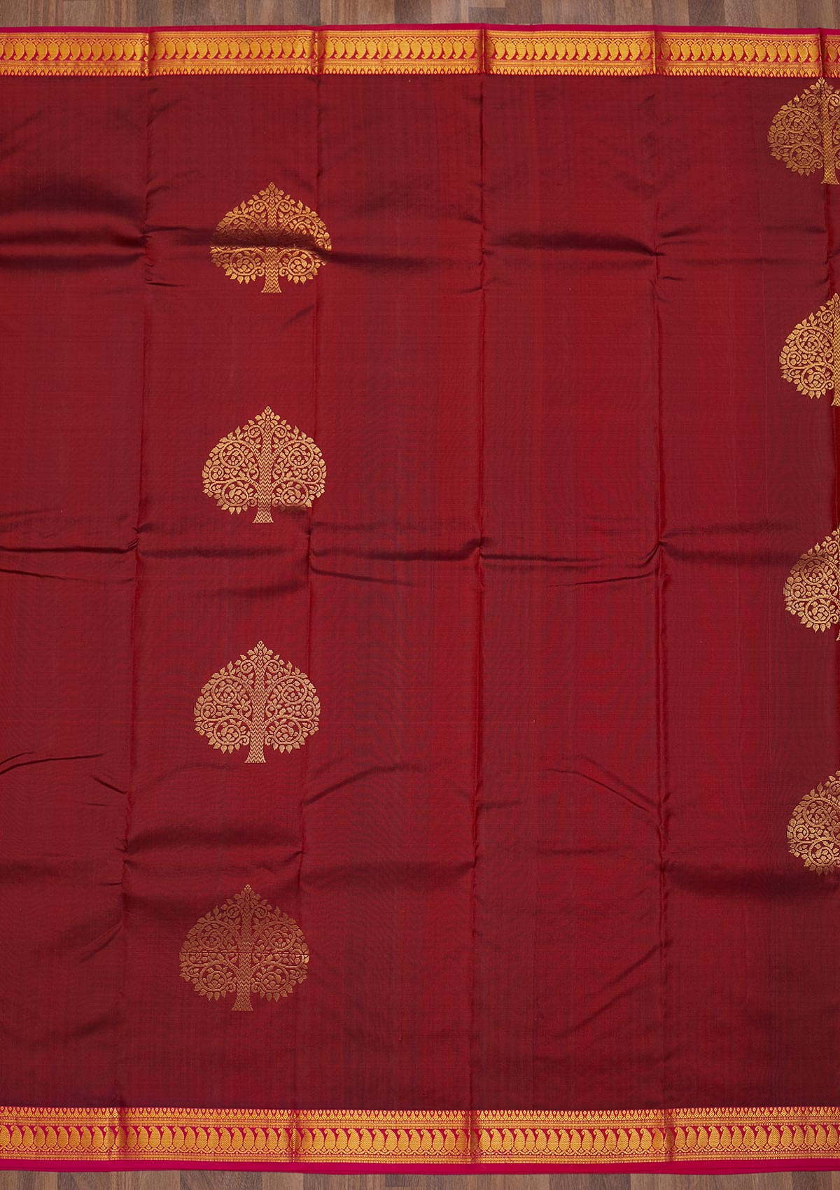 Maroon Zariwork Pure Silk Saree-Koskii