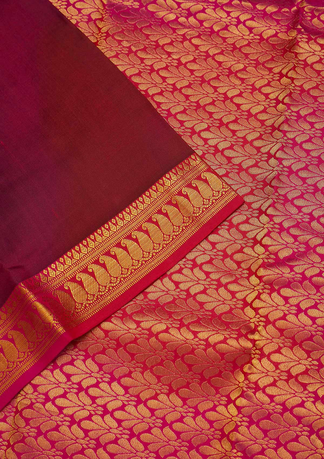 Maroon Zariwork Pure Silk Saree-Koskii