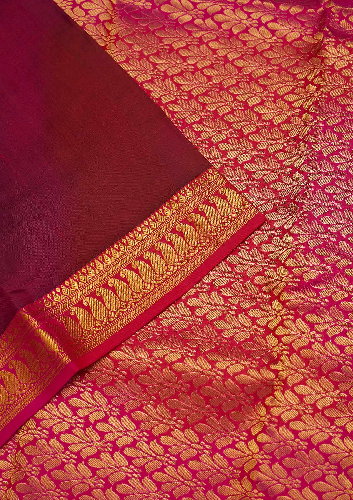 Maroon Zariwork Pure Silk Saree-Koskii