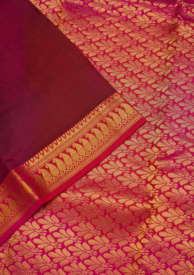 Maroon Zariwork Pure Silk Saree-Koskii