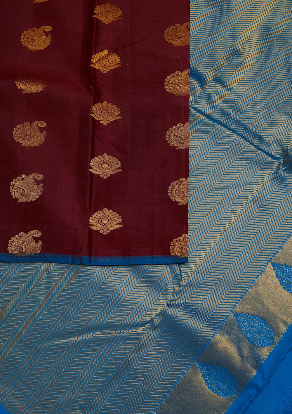 Maroon Zariwork Pure Silk Saree-Koskii