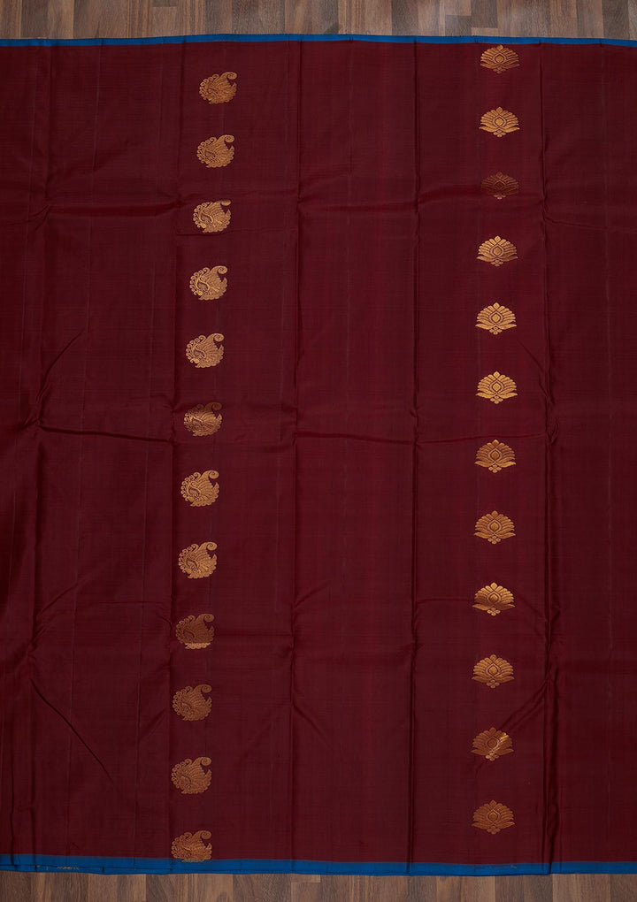 Maroon Zariwork Pure Silk Saree-Koskii