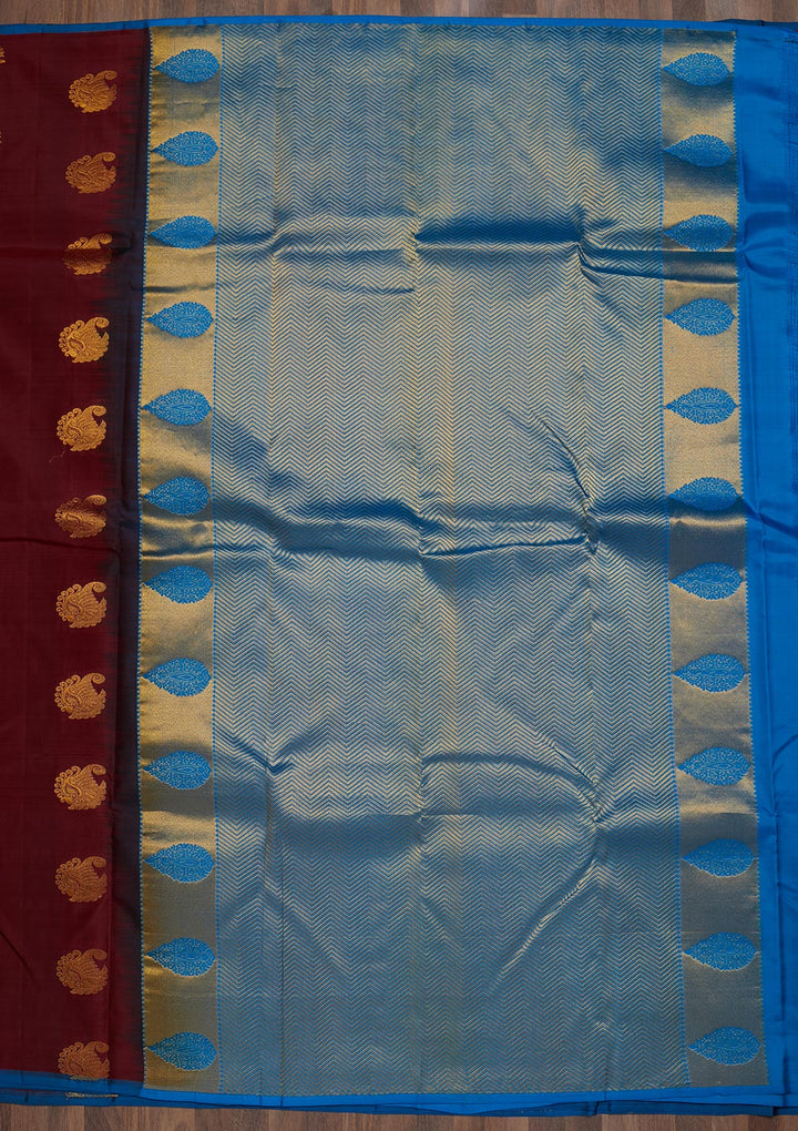Maroon Zariwork Pure Silk Saree-Koskii