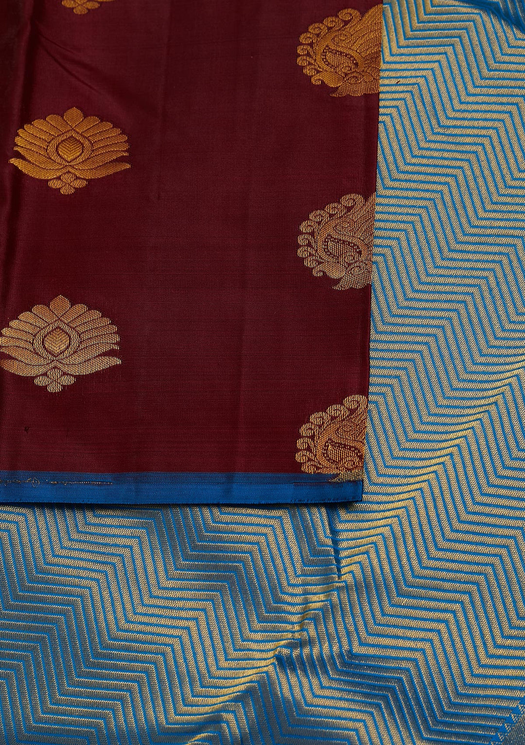 Maroon Zariwork Pure Silk Saree-Koskii