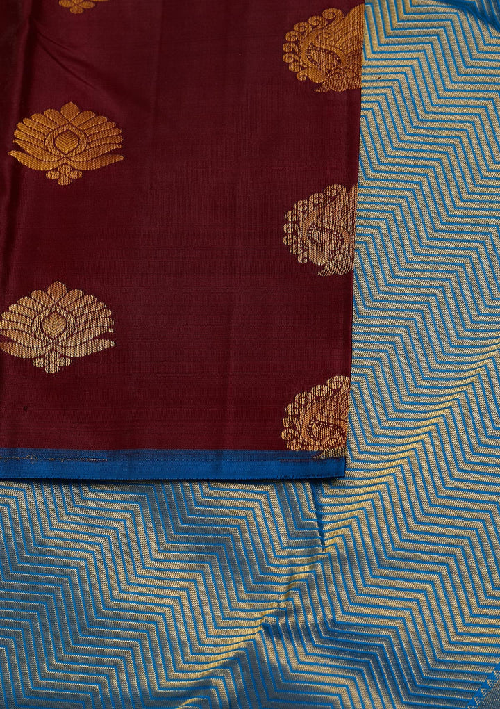 Maroon Zariwork Pure Silk Saree-Koskii
