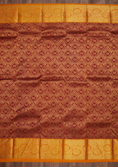 Maroon Zariwork Pure Silk Saree-Koskii
