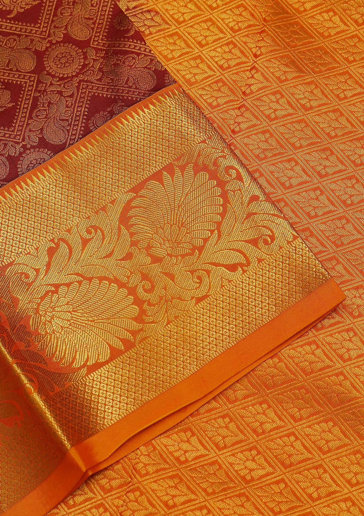 Maroon Zariwork Pure Silk Saree-Koskii