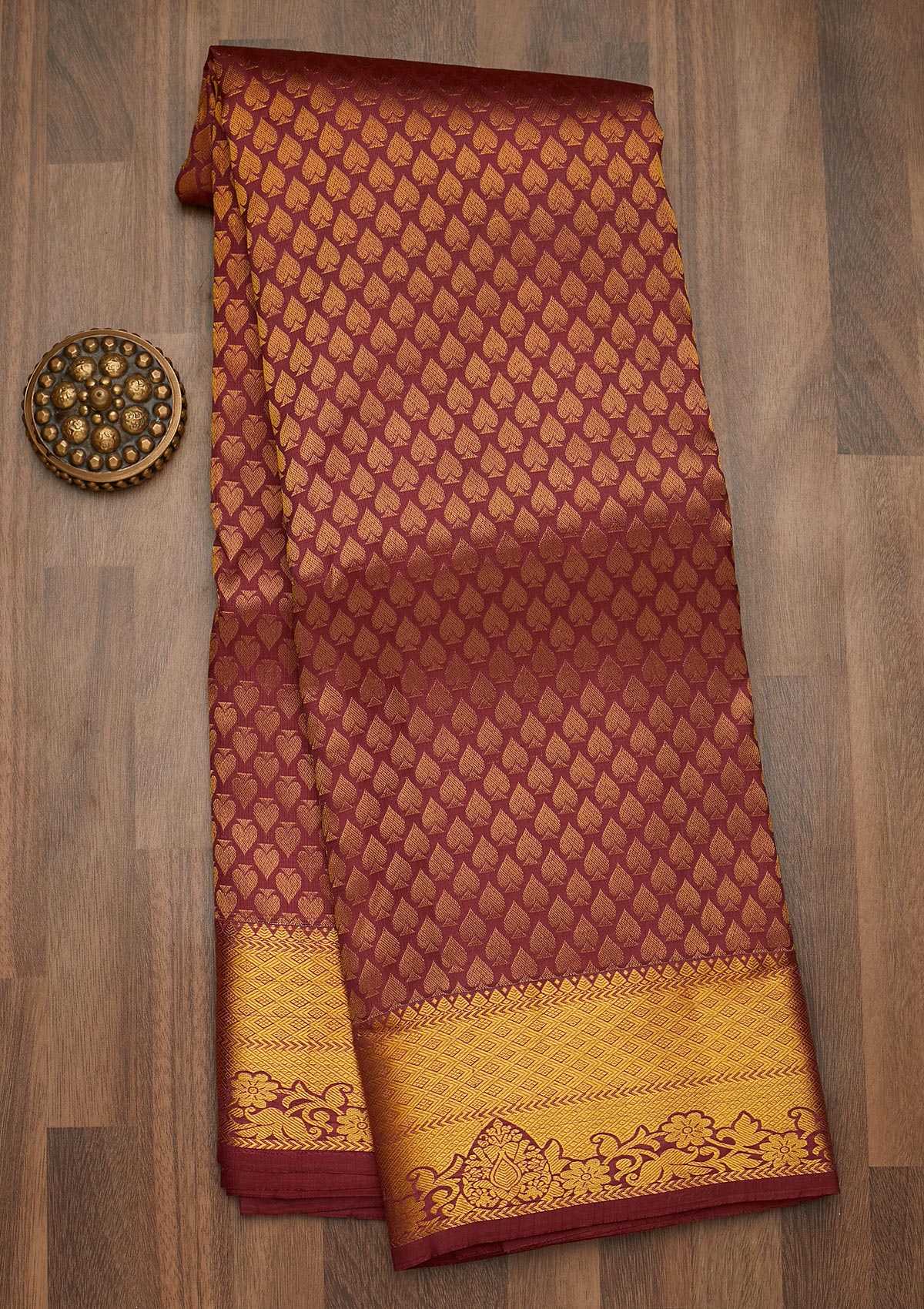 Maroon Zariwork Pure Silk Saree-Koskii