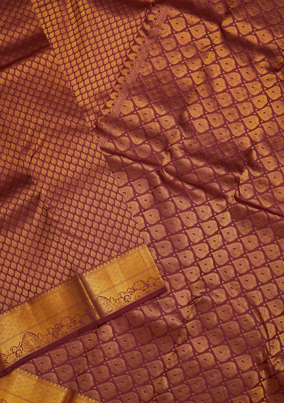 Maroon Zariwork Pure Silk Saree-Koskii