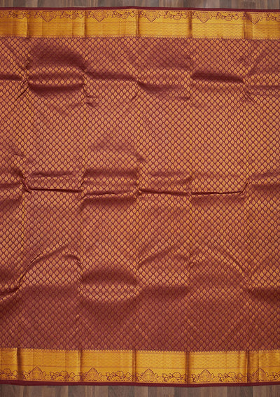 Maroon Zariwork Pure Silk Saree-Koskii