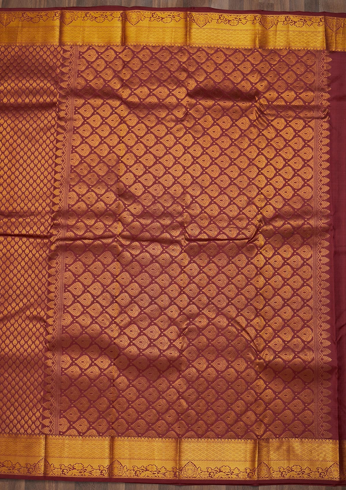 Maroon Zariwork Pure Silk Saree-Koskii