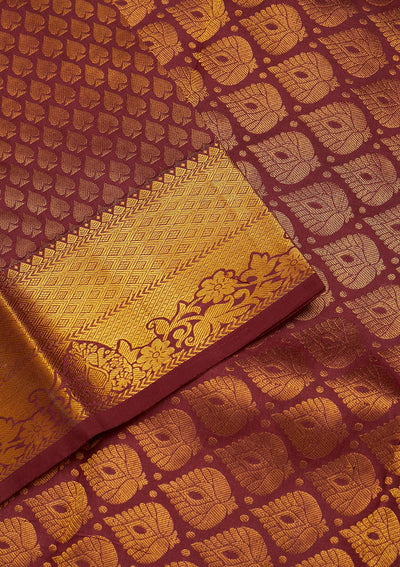 Maroon Zariwork Pure Silk Saree-Koskii