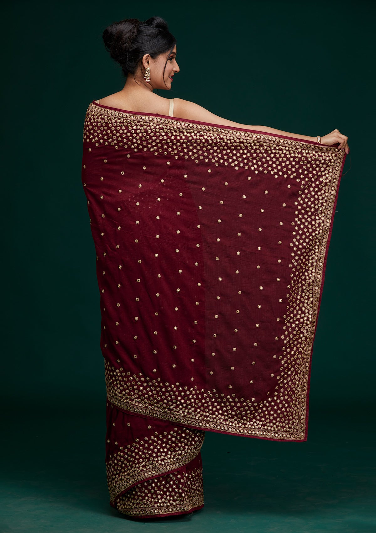 Maroon Zariwork Raw Silk Saree - Koskii