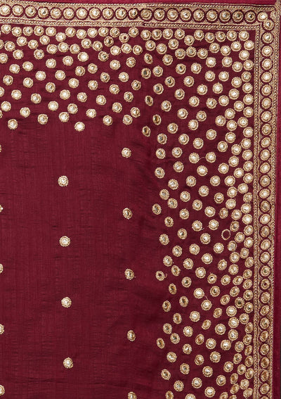 Maroon Zariwork Raw Silk Saree - Koskii