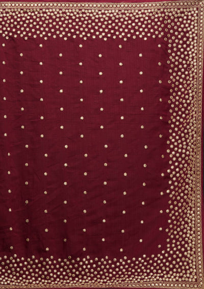 Maroon Zariwork Raw Silk Saree - Koskii
