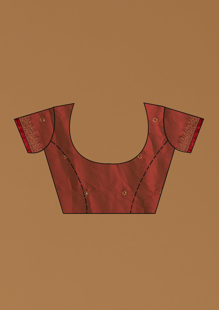 Maroon Zari Work Semi Crepe Designer Saree-Koskii