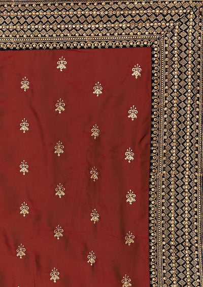 Maroon Zariwork Semi Crepe Designer Saree - Koskii