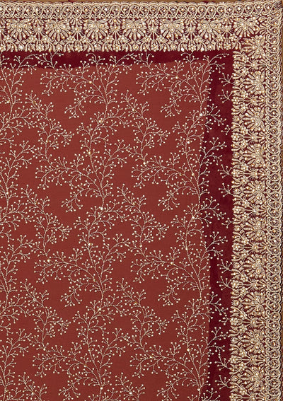 Maroon Zariwork Shimmer Saree - Koskii