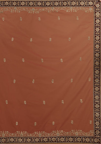 Maroon Zariwork Velvet Designer Semi-Stitched Lehenga - koskii