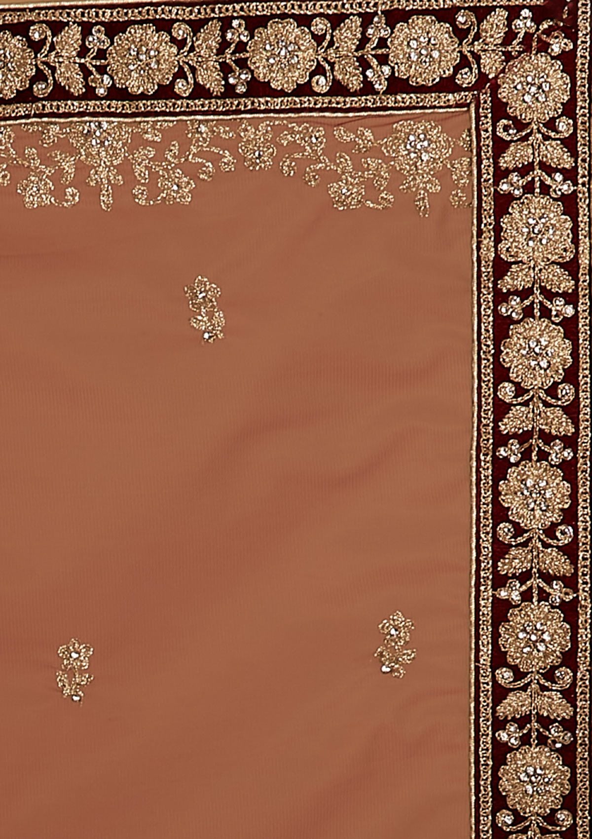 Maroon Zariwork Velvet Designer Semi-Stitched Lehenga - koskii