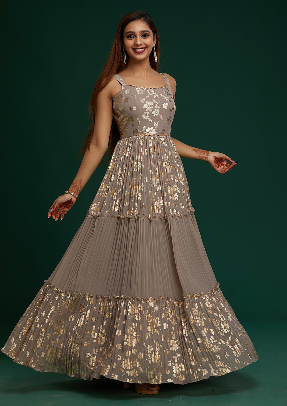 Mauve Print Georgette Designer Anarkali Suit - Koskii