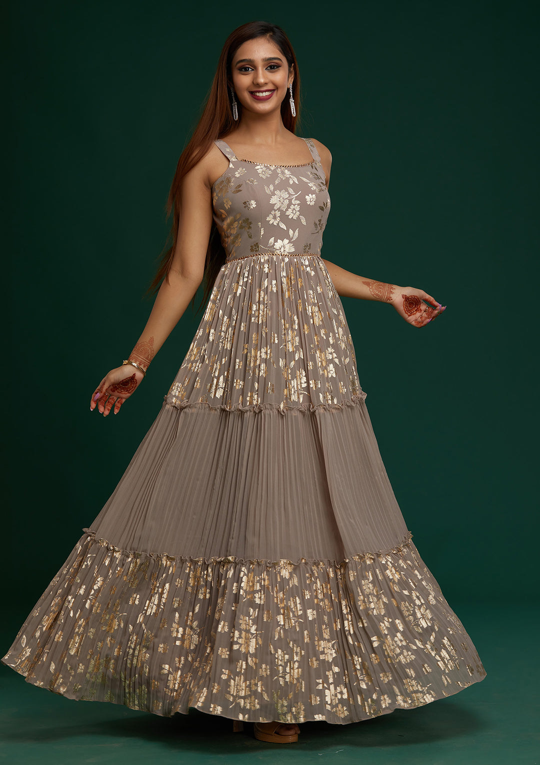 Mauve Print Georgette Designer Anarkali Suit - Koskii
