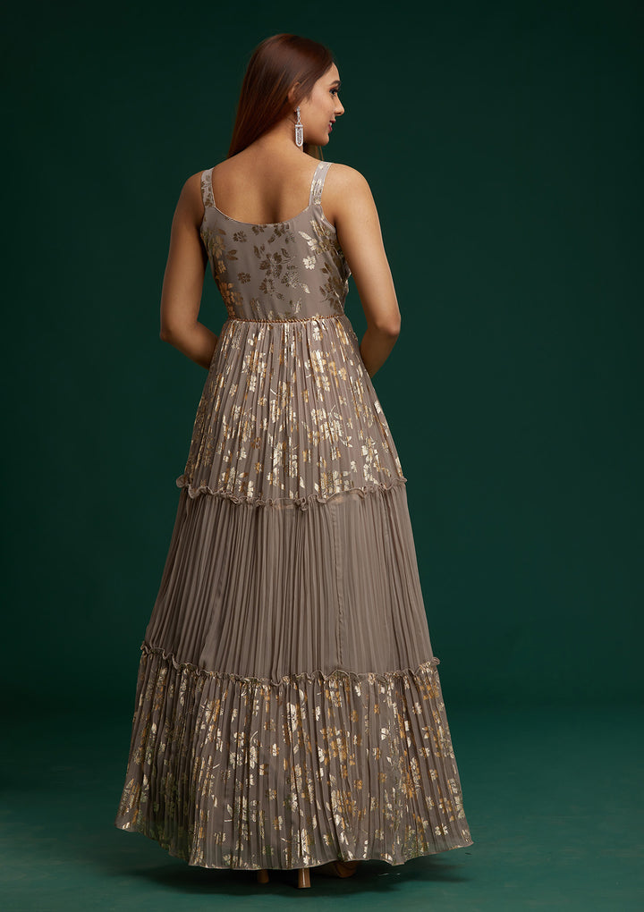 Mauve Print Georgette Designer Anarkali Suit - Koskii