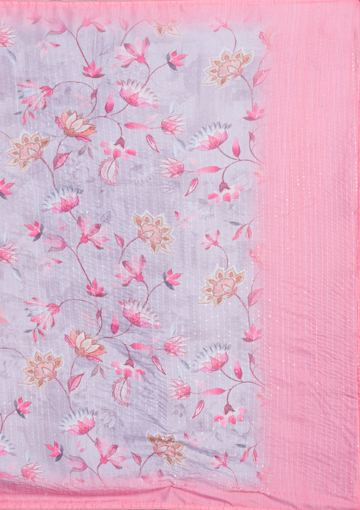 Mauve Sequins Taffeta Silk Designer Saree-Koskii