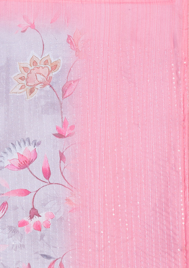 Mauve Sequins Taffeta Silk Designer Saree-Koskii