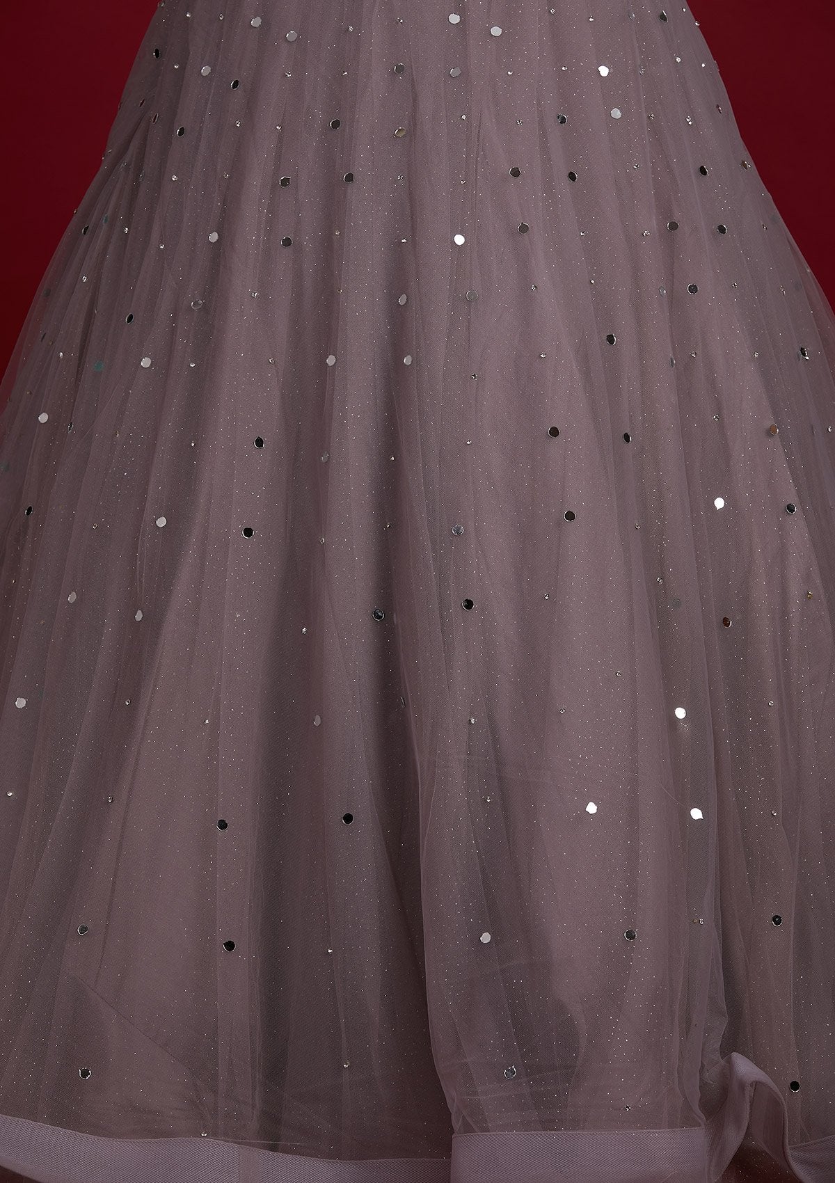 Mauve Silver Stonework Net Designer Lehenga - Koskii