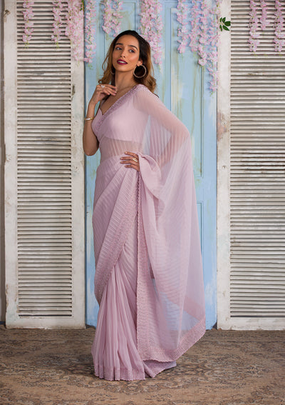 Mauve Stonework Georgette Saree-Koskii