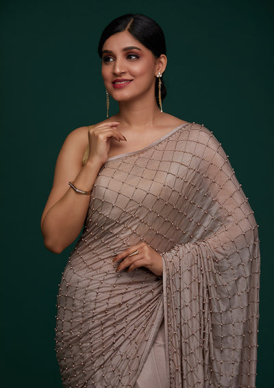 Mauve Swarovski Shimmer Designer Saree - Koskii