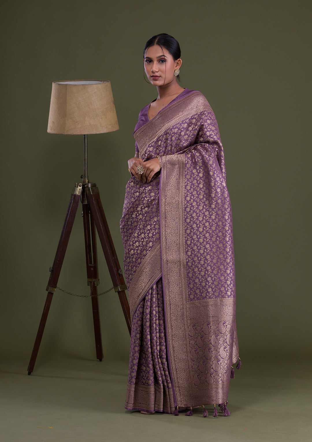Mauve Zariwork Brocade Saree-Koskii